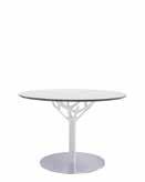 Small table with mat white powder-coated steel and aluminium frame, base covered with stainless steel and white HPL top.