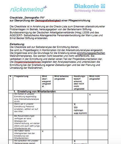 Schritt 2: Demografie-Fit-Checkliste 1. Einstellung von Mitarbeitenden 2. Qualifizierung und lernförderliche Arbeitsorganisation 3. Personalentwicklung 4.