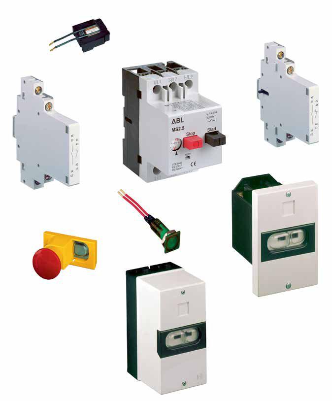 MOTORSCHUTZSCHALTER MS System-Übersicht Frontanbau Hilfsschalter Unterbau Störmeldeschalter Arbeitsstromauslöser Unterspannungsauslöser Motorschutzschalter MS Hilfsschalter rechts und / oder
