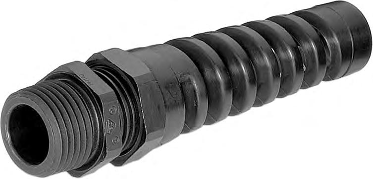 Kabelverschraubungen mit Biegeschutzspirale WAZU-KS Cable Glands with spiral bend protection Hycienic PA PA (Nylon) Farbe: grau / schwarz Colour: grey / black Zugentlastung: nach EN 50262, Ausf.