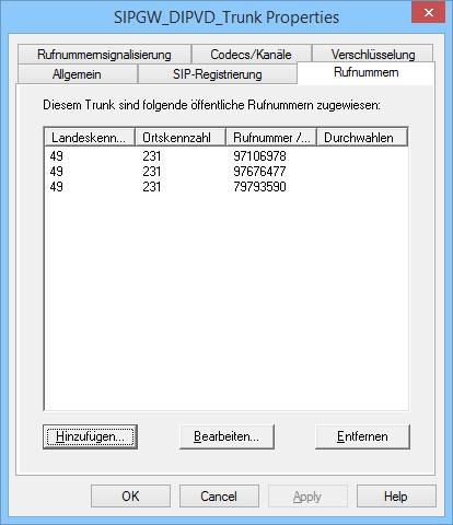 Abbildung 40: Alle Rufnummern 4.2.1.2 FAX Konfiguration Zur FAX Übertragung ist es notwendig, in allen Komponenten T.38 zu deaktivieren.