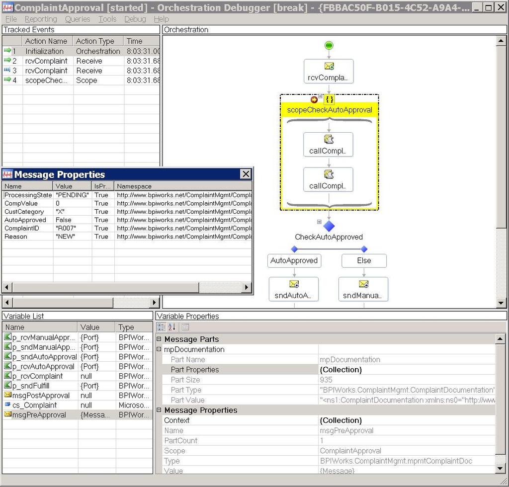 4.2 Debugging von Geschäftsprozessen Der BizTalk Server verfügt über einen grafischen Debugger, der zwei Betriebsarten aufweist.