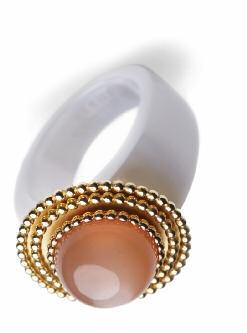 455,- Ring, Keramik, 750/- Gelbgold,