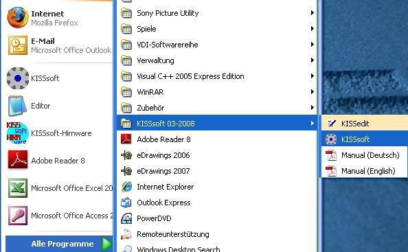 2 Starten von KISSsoft 2.
