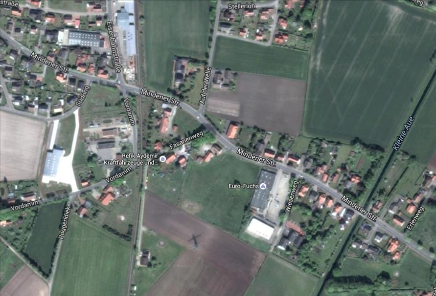 Abb. 71: Luftbild Prüfstandort Mindener Straße Euro-Fuchs Euro-Fuchs Kartengrundlage: Google Earth Professional Bearbeitung: cima 2016 Bewertung Es handelt sich um einen etablierten solitären