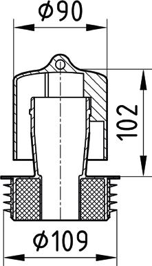 4301, AISI 304), mit 4-fach Lippendichtung, Sperrwasserhöhe 60 mm, passend für Ablaufkörper aus Edelstahl