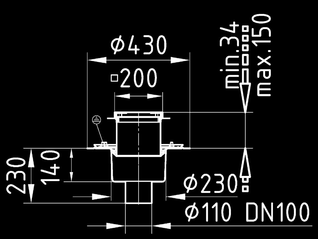 DN150 L15 V FM AK L15 - Fliesenmulde DN 100 inkl. Ablaufkörper L15 - Fliesenmulde DN 150 inkl.