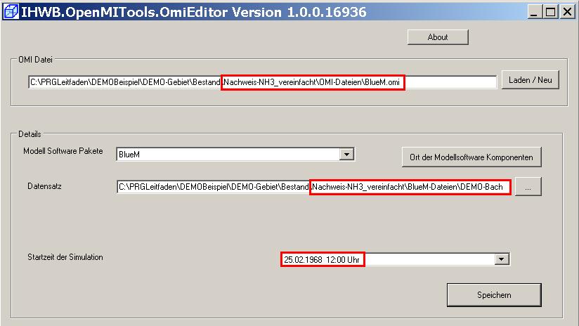 Anleitung zum Werkzeugpaket (Stand: 10/2013) 165 10.1.4 Anpassung der OMI-Dateien Die drei OMI-Dateien BlueM.omi SMUSI.omi NachweisListener.