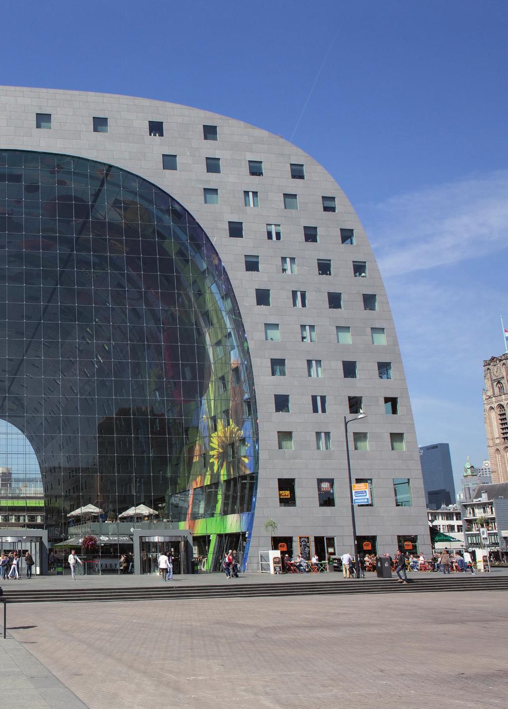 Markthalle Rotterdam Dachaufbau: Beton-Bogendach, in