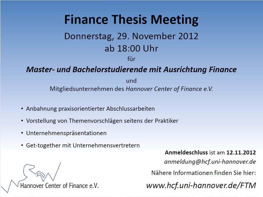 Finance Thesis Meeting: