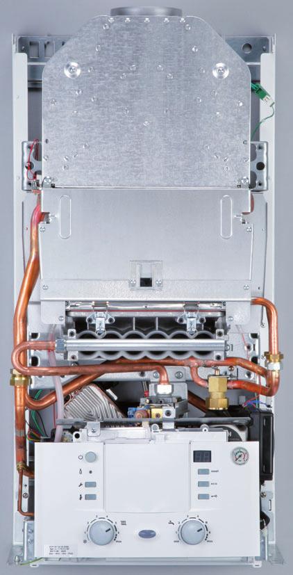 Gas-Heizgeräte CERASTAR COMFORT Geräteschnitt / Auf einen Blick Die Abgas-Temperatur-Blende schützt alte Kamine vor Durchfeuchtung und eignet sich daher ideal für Modernisierungen.