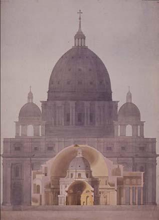 Charles Tyrrell Vergleichende Darstellung von Petersdom und Pantheon, Rom,