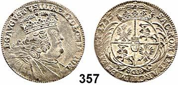 37 Sachsen Friedrich August II. 1733 1763 357 8 Groschen 1753, Leipzig, mit E-C; gefüllte Krone über dem Wappen. 7,25 g. Kluge K16.1. Kahnt 683.