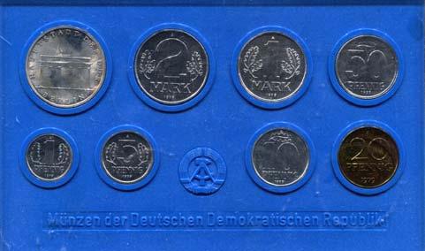 D D R - Kursmünzensätze D D R - Kursmünzensätze Minisatz 1984 6796 Minisatz 1984 1 Pfennig bis 2 Mark und Medaille "Erzträger"... prfr Orig.