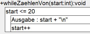 whilezaehlen(), die von 0 bis 20  Verwendung einer while-schleife.