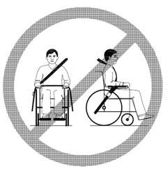 Sicheres Anschnallen des Nutzers: 1. Entfernen Sie beide Armlehnen des Rollstuhls. 2. Wenn vorhanden, legen Sie den Rollstuhlgurt an. 3.