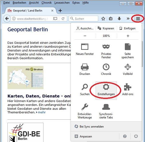 3.4. Cookies Klicken Sie auf den Button Menü öffnen oben links und dann auf