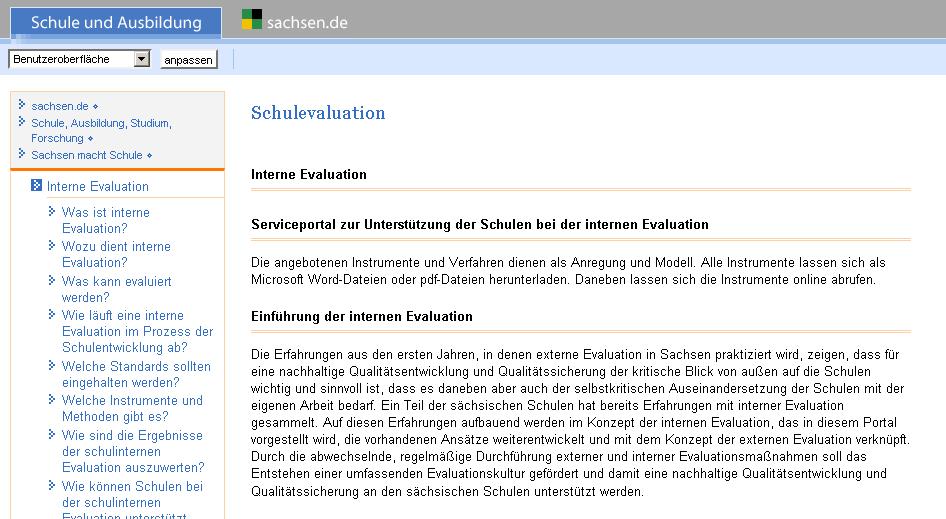 Interne Evaluation Interne Evaluation: Unterstützungsangebot des SBI für sächsische