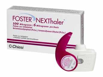 PRODUKTE FOSTER NEXThaler 100/6 100 μg Beclometason + 6 μg Formoterol BEI ASTHMA UND COPD * 15 + MART ** Bezeichnung FOSTER NEXThaler 100 μg / 6 μg, 1 Inhalator FOSTER NEXThaler 100 μg / 6 μg, 2