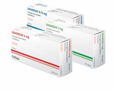 PRODUKTE 32 Envarsus 0,75 mg / 1,0 mg / 4,0 mg Retardtabletten Zur Prophylaxe und Behandlung der Transplantatabstoßung bei erwachsenen Nieren- oder Lebertransplantatempfängern Bezeichnung Inhalt PZN