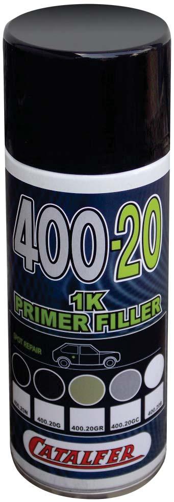 400-20 1-K Acryl Primer-Füller Spray weiss hellgrau - dunkelgrau Anwendungsbereiche: Aufgrund seiner grossartigen Adhäsionskraft und Flexibilität ist der 400-20 1-K Primer-Füller von CATALFER ideal