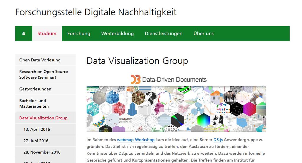 Treffen der Data Visualization Group Mittwoch, 5. April 2017 16:00 Uhr bis 18:00 Uhr http://www.