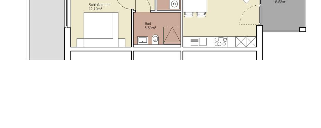 5,50m² 2,30m² Wohnen/Kochen/Essen