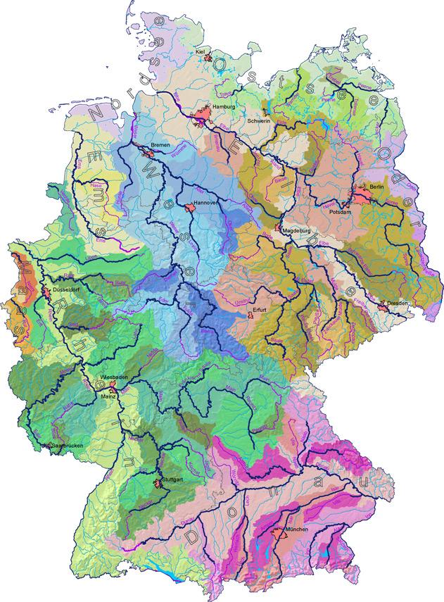 Bearbeitungskulisse Auenzustand - Auen von 79 Flüssen - ca. 10.000 Flusskilometer - Auenfläche