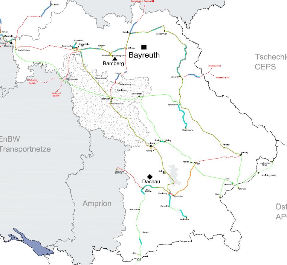transpower stromübertragungs gmbh 31.01.2010 Netzbereich Süd Der Netzbereich Süd umfasst große Teile Bayerns und ist bereits heute eine Nettoimportregion für elektrische Energie.