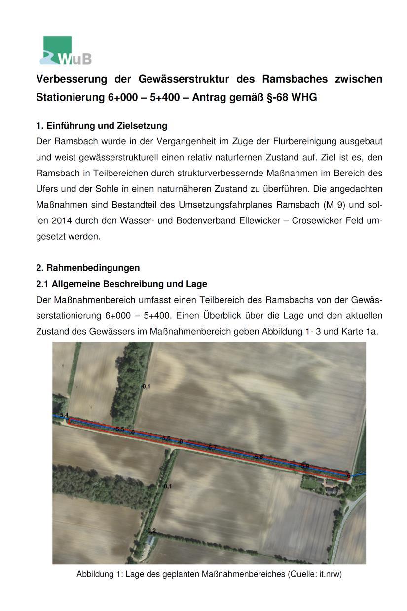 Ökologische Aufwertung Ramsbach, Umsetzung: WuB