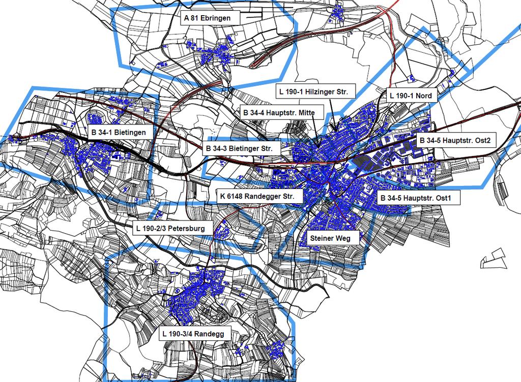 Seite 26 Gemeinde Gottmadingen rangig werden Straßenabschnitte gleicher Verkehrsfunktion und städtebaulicher Typologie zusammengefasst, bei denen (voraussichtlich) gleiche oder gleichwertige