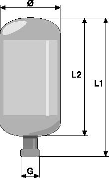 Betriebsdruck 10 bar 40 C - max. Betriebsdruck 6 bar pk_2_042 Volumen Anschluss Ø L1 L2 Bestell-Nr.