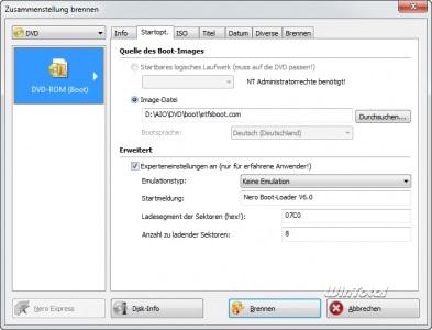 BootDVD erstellen BootDVD erstellen Ziehen Sie alle Daten aus dem Ordner "DVD" in das Fenster für den Inhalt zum Brennen.