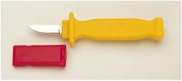 Guttaperchamesser mit 50 mm langer Klinge, Schneidfläche gewölbt aus original Solinger-Messerstahl, Handgriff zähelastisch und schlagfest, einschließlich Klingenschutz Klinge mm 7058 50 gerade