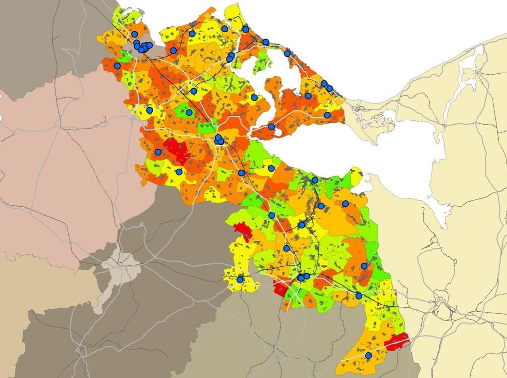 Methodikbaustein #1: Gemeindescharfe Bevölkerungsprognose Bevölkerung im Jahr 2020 Altersgruppe 6 bis 10 Jahre Veränderung gegenüber 2008 über 35% Zunahme 25% bis 35%