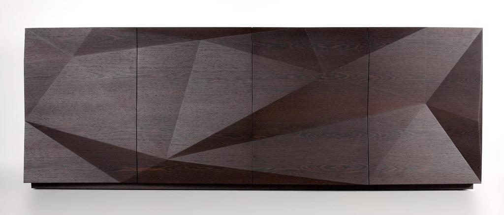 CRASH design Ferruccio Laviani Series of sideboards characterized by their strong design, with diamond faceted doors (folding or hinged) or with drawers.