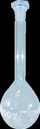 03. Volumetric Glassware Volumenmessgeräte USP Volumetric Flask USP ASTM Class A, white graduation, each flask is individually tested and serially numbered and fully traceable satisfying USP/ASTM /