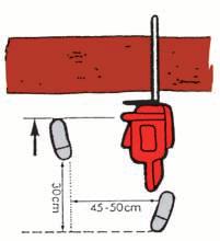 doi metri În operaţiunea de tăiere poziţia corpului trebuie să fie astfel încât o smuncire sau o mişcare a motofierăstrăului sa nu producă dezechilibrarea corpului.