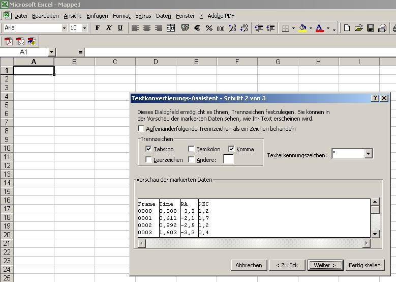 Excel und beginnt