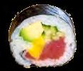 Inside-out Roll... 8 Stück Sushirolle mit Reis an der Außenseite 450 California a... 8.90 Tobiko Surimi Avocado japanische Mayonnaise 451 Tropical Roll b... 8.90 Lachs Mango Philadelphia 452 Sake Uramaki.