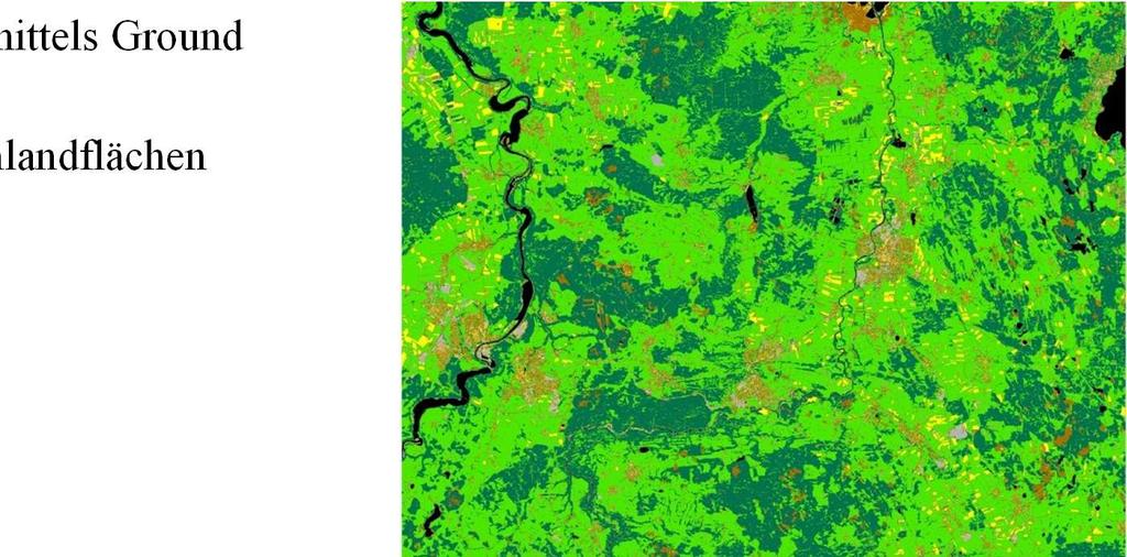 Landbedeckungsklassifikation Maximum-Likelihood-Klassifikation mittels Ground Truth Daten und Google Earth Daten Notwendig für die Extraktion der Grünlandflächen Producers Accuracy Users Accuracy