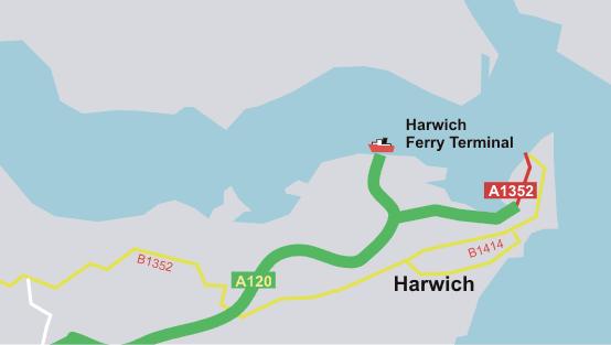 jeweils in Richtung Hoek-van-Holland - folgen Sie dann den Schildern Fähre nach Harwich und Stena Line Harwich Harwich Internat.