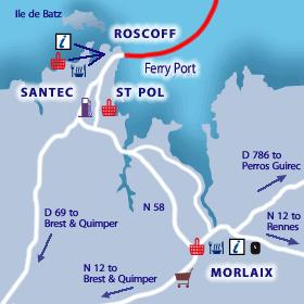Fährhafen Roscoff Gare Maritime (Fährhafen) - Port de Bloscon 29680 Roscoff Frankreich Tel.: 0033 (0) 298 292 83 Tel.