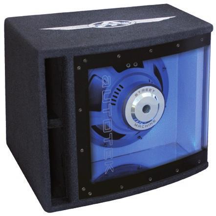 , Impedanz 4 Ohm Blaue LED-Beleuchtung, Logostick Abmessungen: 410 x 380 x 450/360 mm A250BP SINGLE BANDPASS 25 cm (10 ) Subwoofer with 50 mm Voice Coil 250 Watts RMS, 500 Watts Max.