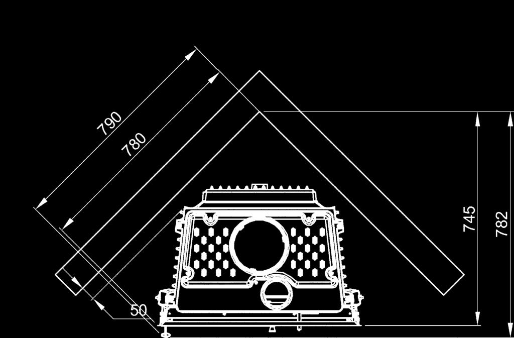 Focolare 70 Piano LA NORDICA Focolari Hearth / Foyer / Feuerstellen / Hogares Costruito interaente in ghisa G20 radiante Cassetto cenere estraibile Ghisa da 8 e 16 Vetro ceraico resistente fino a 750