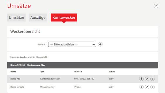 Kontowecker S-Apps Kontowecker S-Apps Sie werden sofort informiert, wenn sich etwas getan hat. Der Kontowecker ist eine Benachrichtigungsfunktion im Online-Banking.