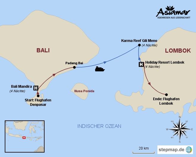 Produktcode: RDPSAUO001 Highlights 3 Inseln Indonesien auf einen Streich Touristische Vielfalt auf Bali Traumstrand auf Gili Meno Ursprünglichkeit auf Lombok