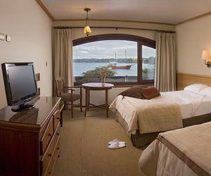 Vom Hotel aus hat man einen wunderschönen Blick auf den See und die Vulkane Osorno und Calbuco.