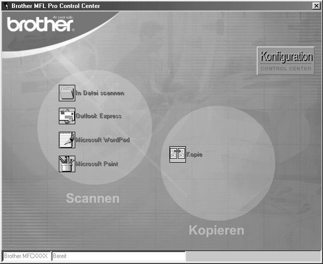 5 Brother Control Center (nur für Windows ) Brother Control Center Das Brother Control Center ist ein Hilfsprogramm, das automatisch auf dem Computer-Bildschirm erscheint, wenn ein Dokument in den