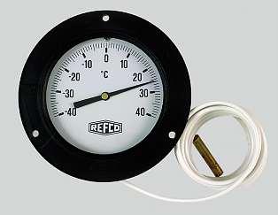 92 Thermometers with capillary tube Thermometer mit Kapillarrohr Universal design which can be mounted from the back or from the front. Elegant plastic construction at very competitive price.